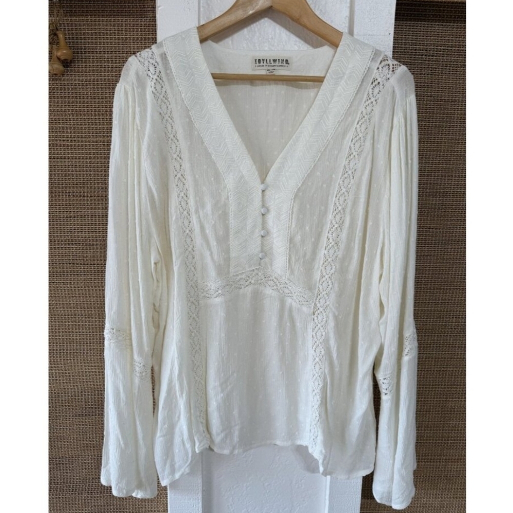 Idyllwind Women's Western Boho Swiss Dot Cottage Core Blouse Size XXL